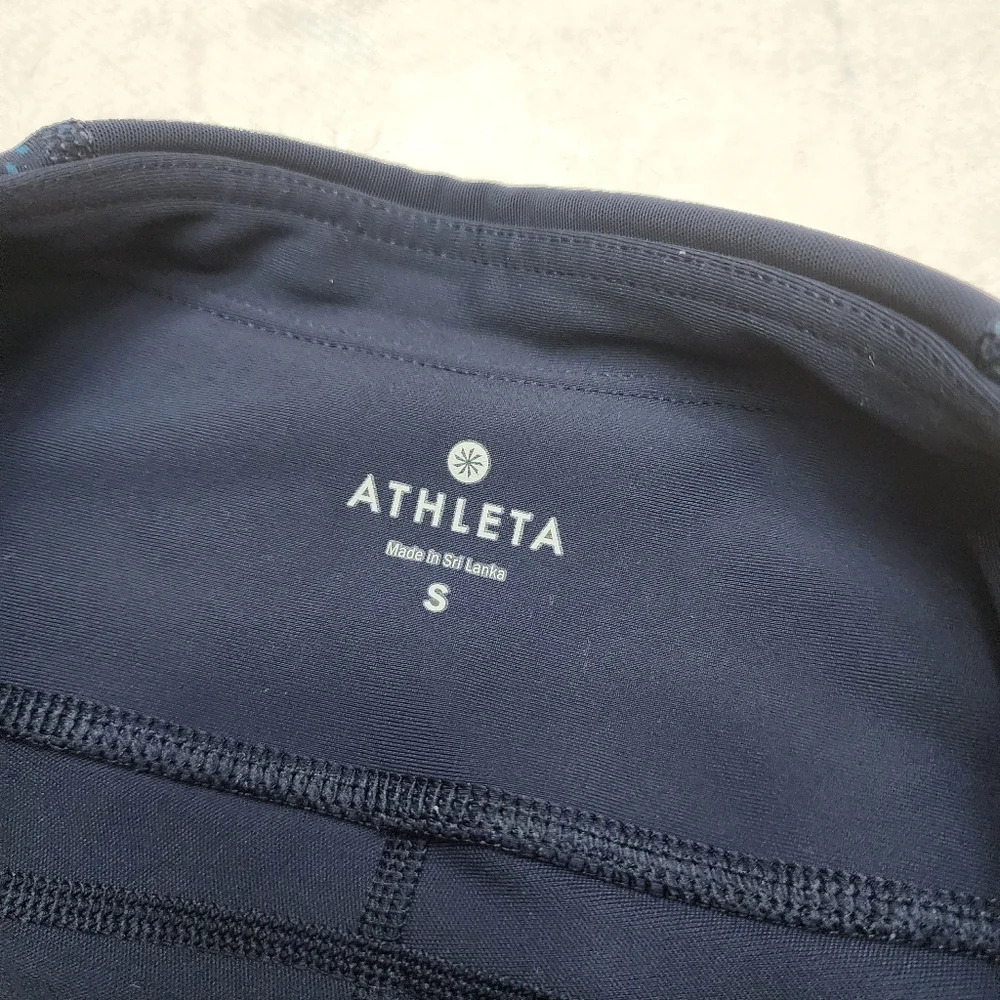 Athleta women navy blue speckled print mesh stretch workout yoga leggings size s - Picture 7 of 9